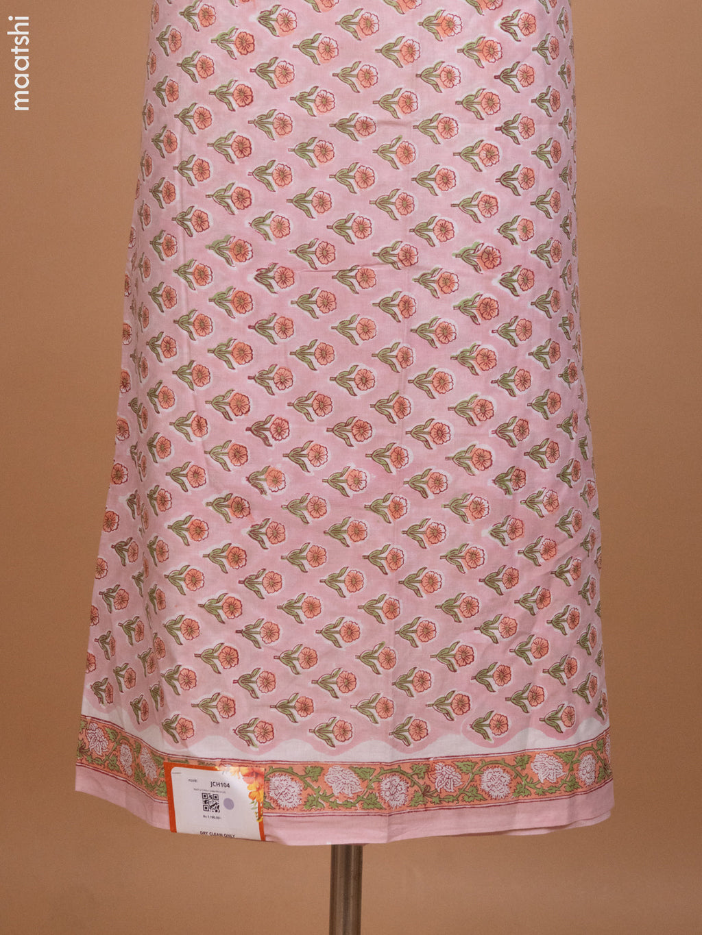 Mild Peach and Peach Shade Mulmul Cotton Dress Material With Floral Buttas Prints and Bottom & Cotton Dupatta