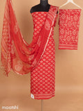 Red Mulmul Cotton Dress Material With Allover Butta Prints and Bottom & Kota Printed Dupatta
