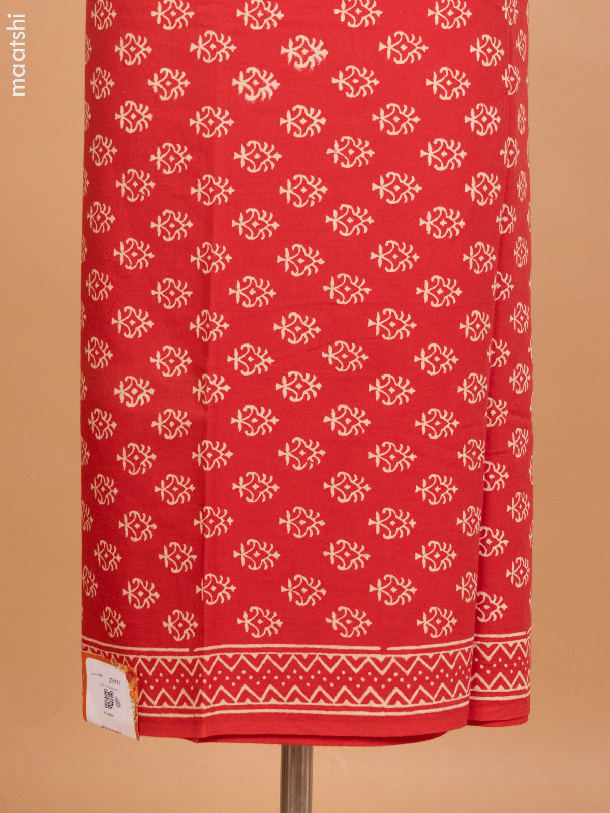 Red Mulmul Cotton Dress Material With Allover Butta Prints and Bottom & Kota Printed Dupatta