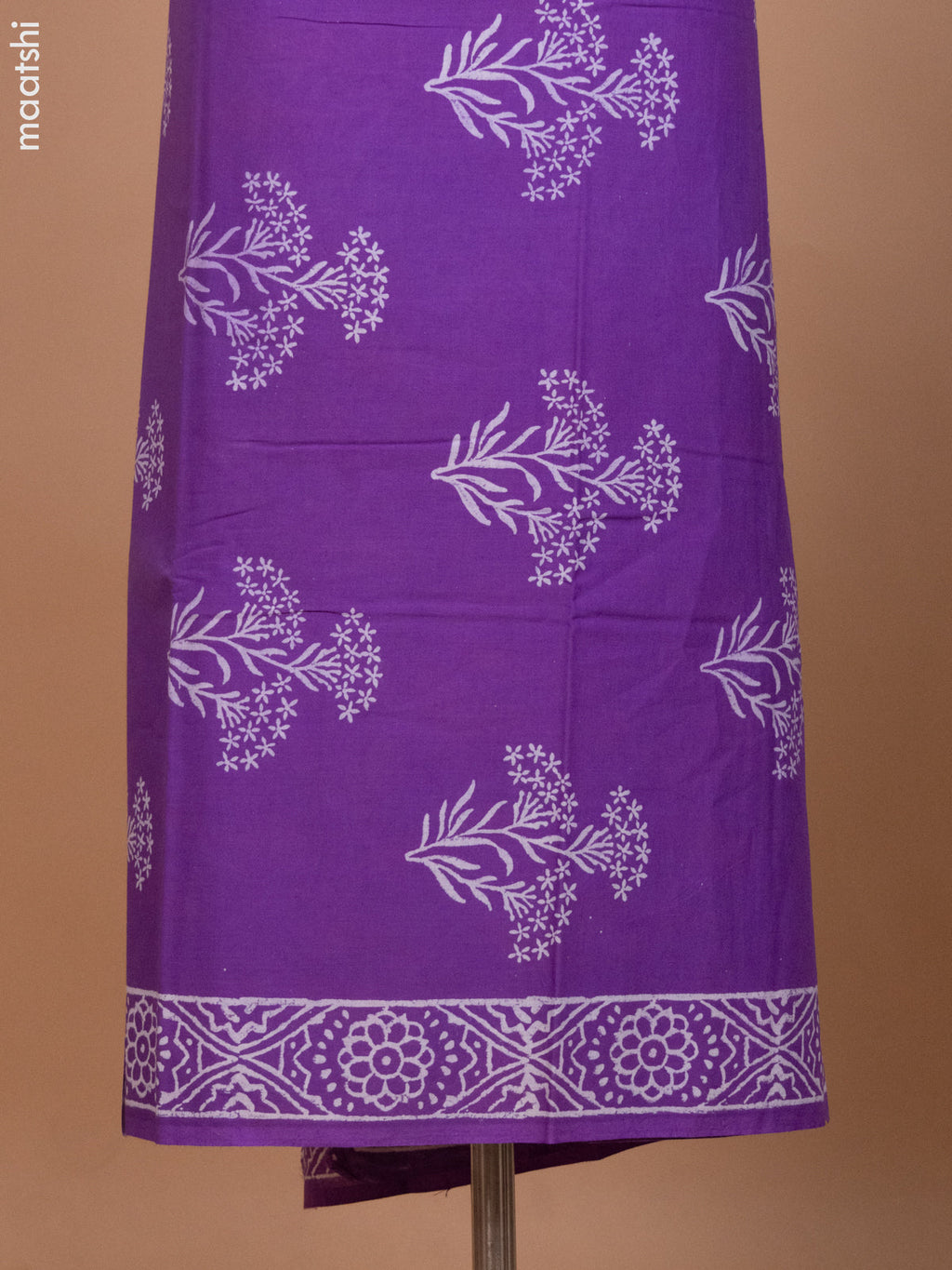 Lavender Mulmul Cotton Dress Material With Allover Floral Prints and Bottom & Kota Printed Dupatta