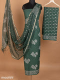 Green Mulmul Cotton Dress Material With Floral Butta Prints and Bottom & Kota Printed Dupatta