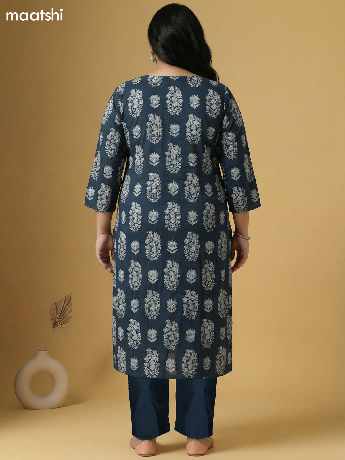 Peacock Green Cotton Printed Straight Suit