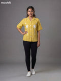 Pale Yellow Cotton Embroidered Women Shirt