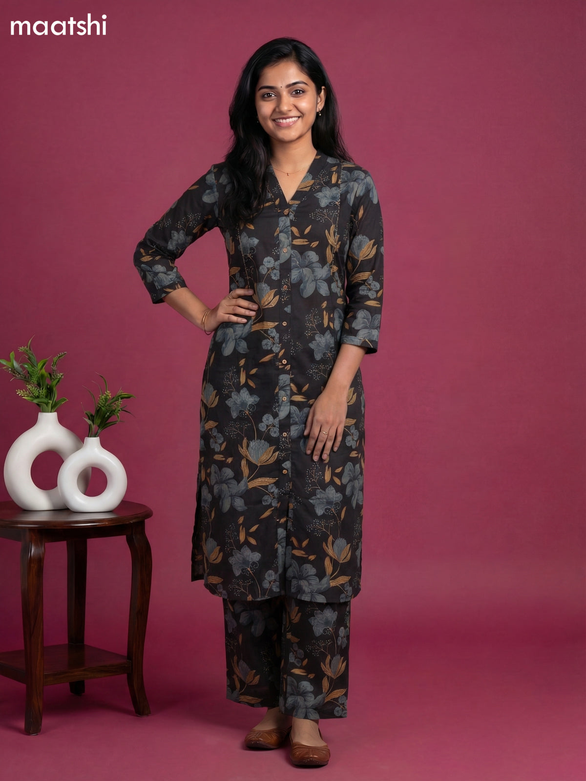 Black Cotton Kalamkari Printed Co-Ord Set