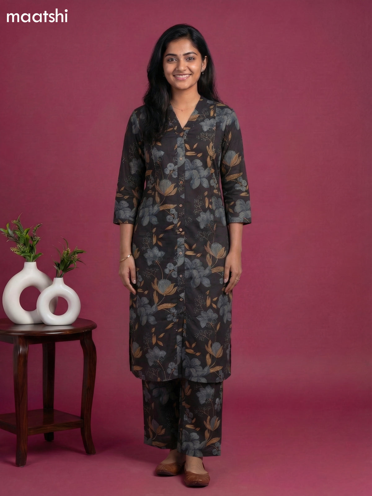 Black Cotton Kalamkari Printed Co-Ord Set