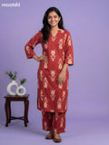 Dark Rust Cotton Ikat Weaves Co-Ord Set