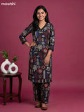 Black Cotton Printed & Lace Work Co-Ord Set
