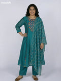 Teal Green Chanderi Embroidery Work Anarkali Suit