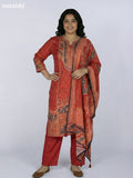 Rustic Maroon Muslin Printed & Embroidery Work Straight Suit