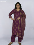 Jamun Shade Cotton Printed Straight Suit
