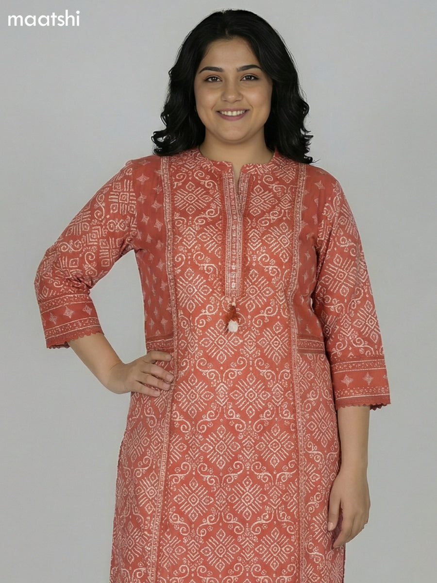Rust Shade Cotton Printed Straight Suit