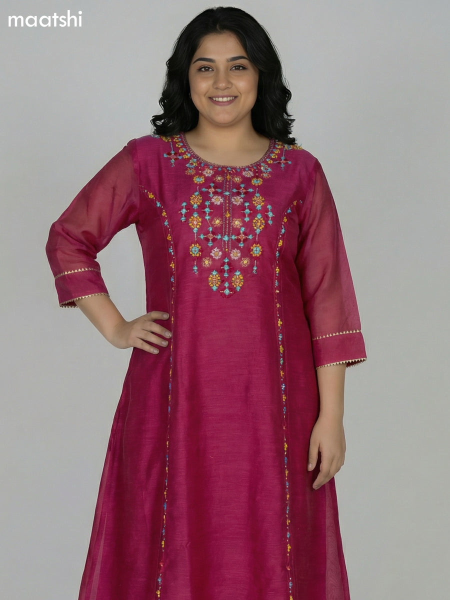 Pink Chanderi Embroidery Work Anarkali Suit
