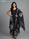 Black Cotton Floral Printed A-Line Suit & Without Sleeves