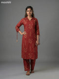 Maroon Shade Cotton Printed Co-Ord Set Palazzo Pant