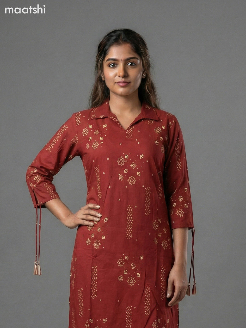 Maroon Shade Cotton Printed Co-Ord Set Palazzo Pant