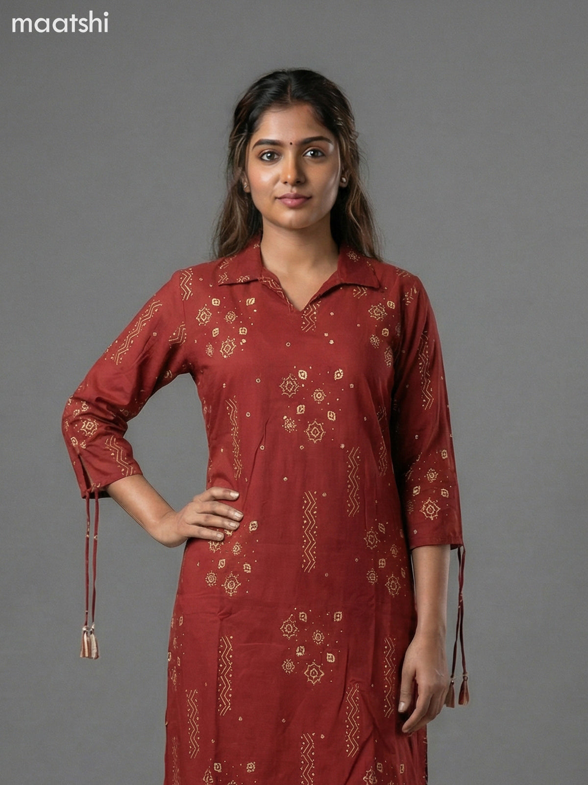 Maroon Shade Cotton Printed Co-Ord Set Palazzo Pant