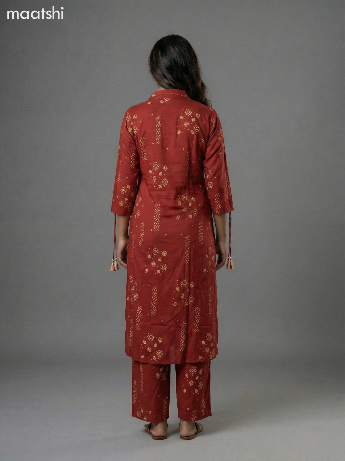 Maroon Shade Cotton Printed Co-Ord Set Palazzo Pant