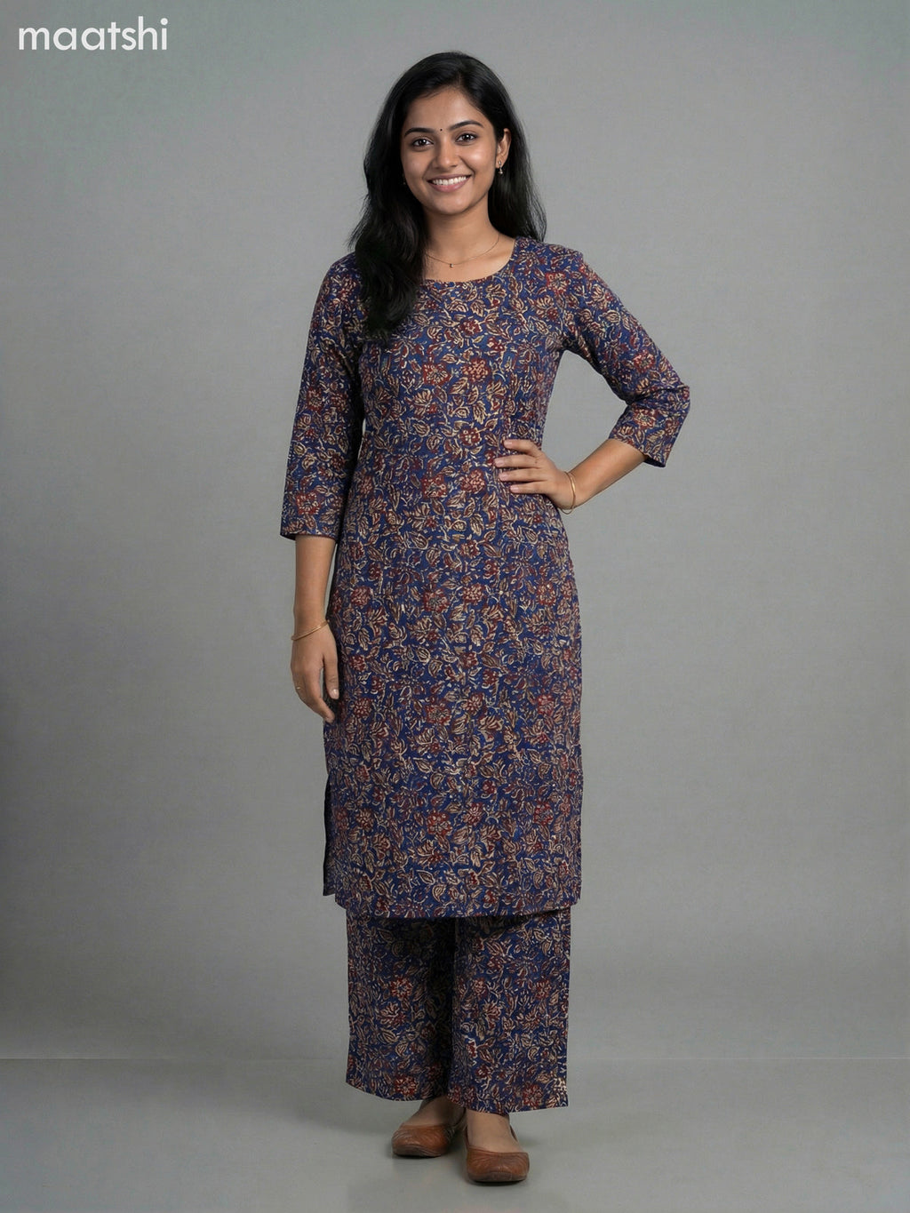 Blue Cotton Floral Printed Co-Ord Set