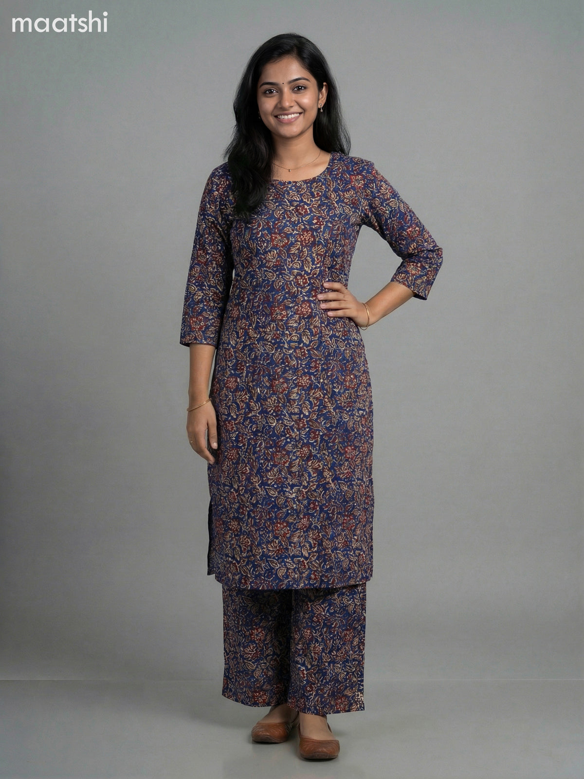 Blue Cotton Floral Printed Co-Ord Set