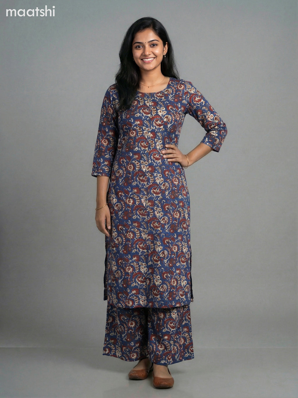 Blue Cotton Floral Printed Co-Ord Set