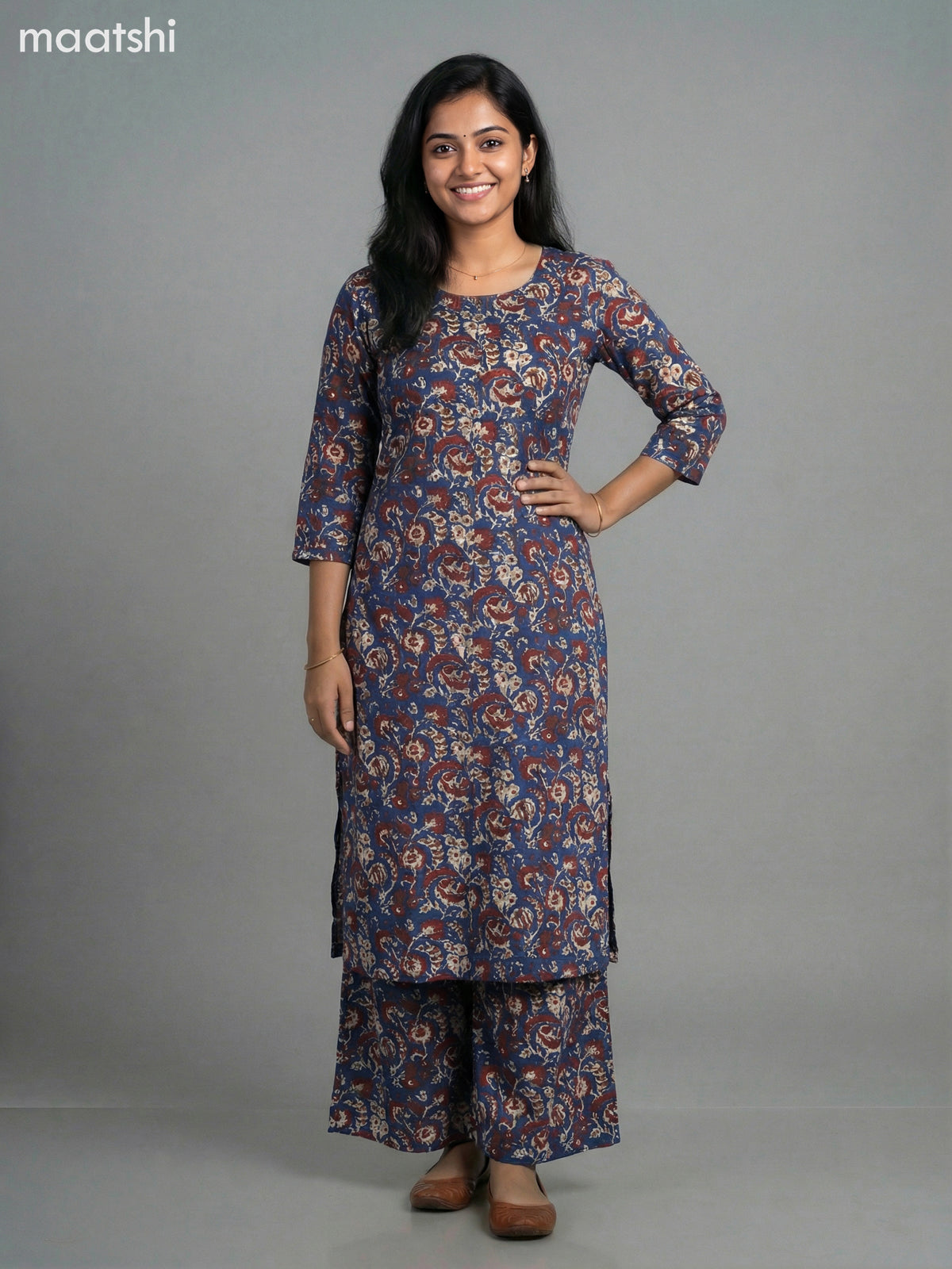Blue Cotton Floral Printed Co-Ord Set