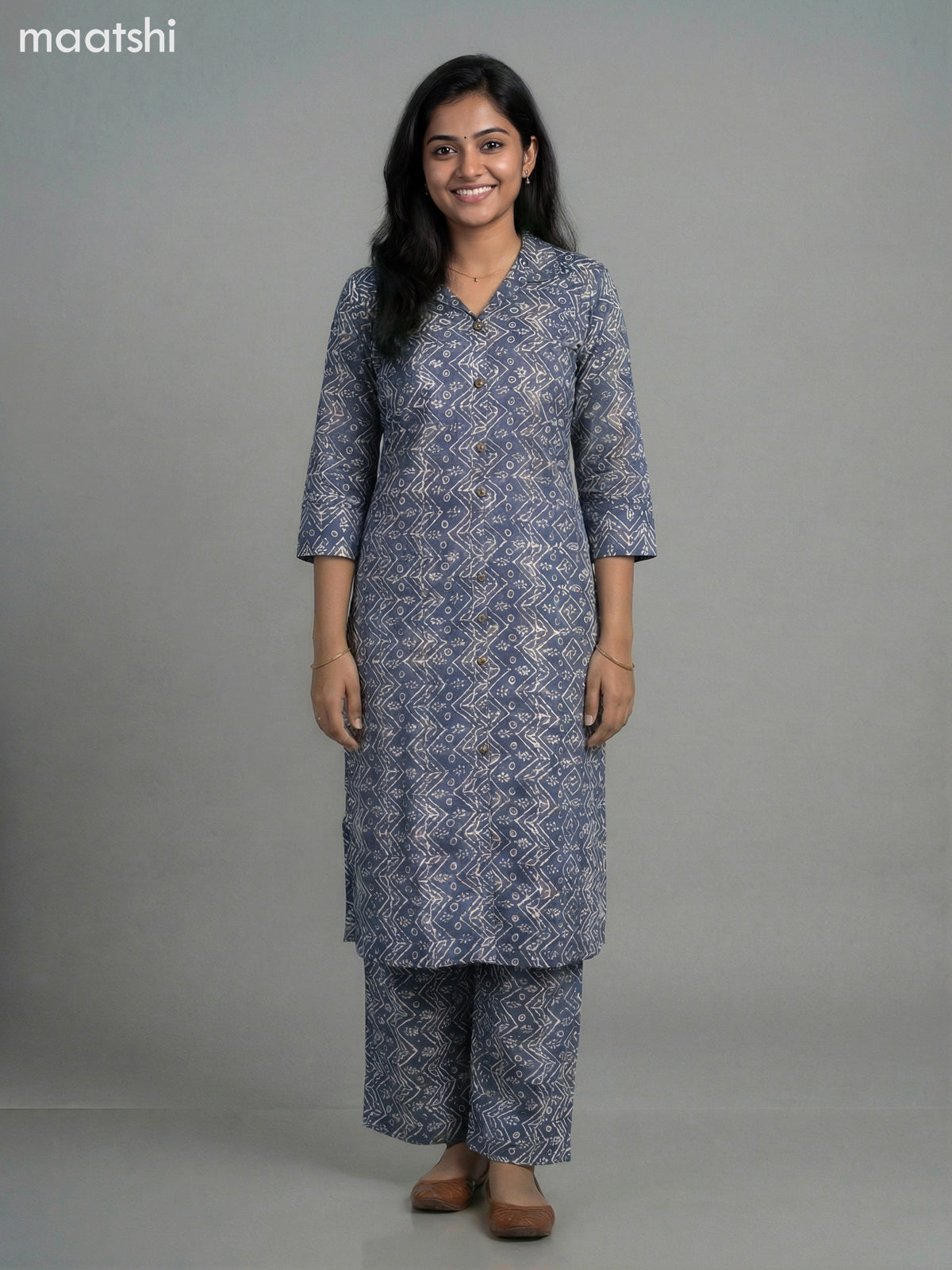 Grey Cotton Printed Co-Ord Set