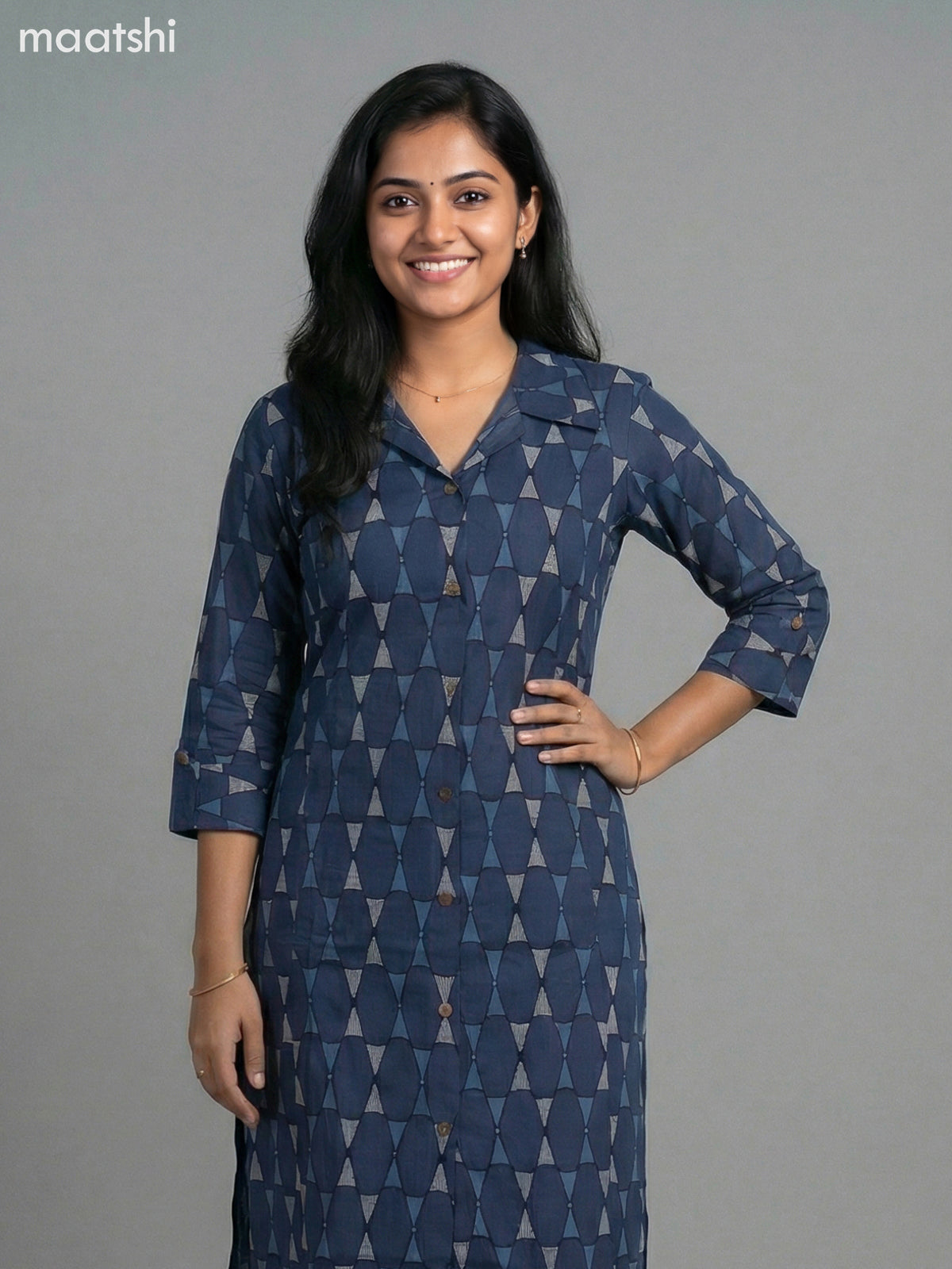 Dark Grey Cotton Printed Co-Ord Set
