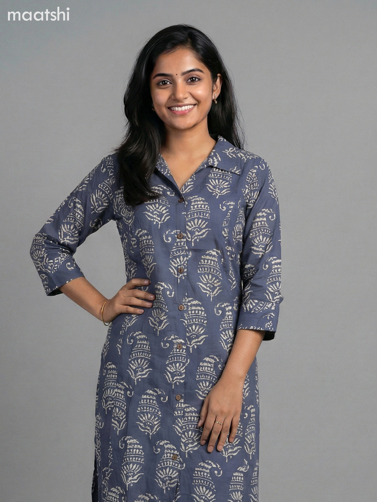 Grey Cotton Printed Co-Ord Set