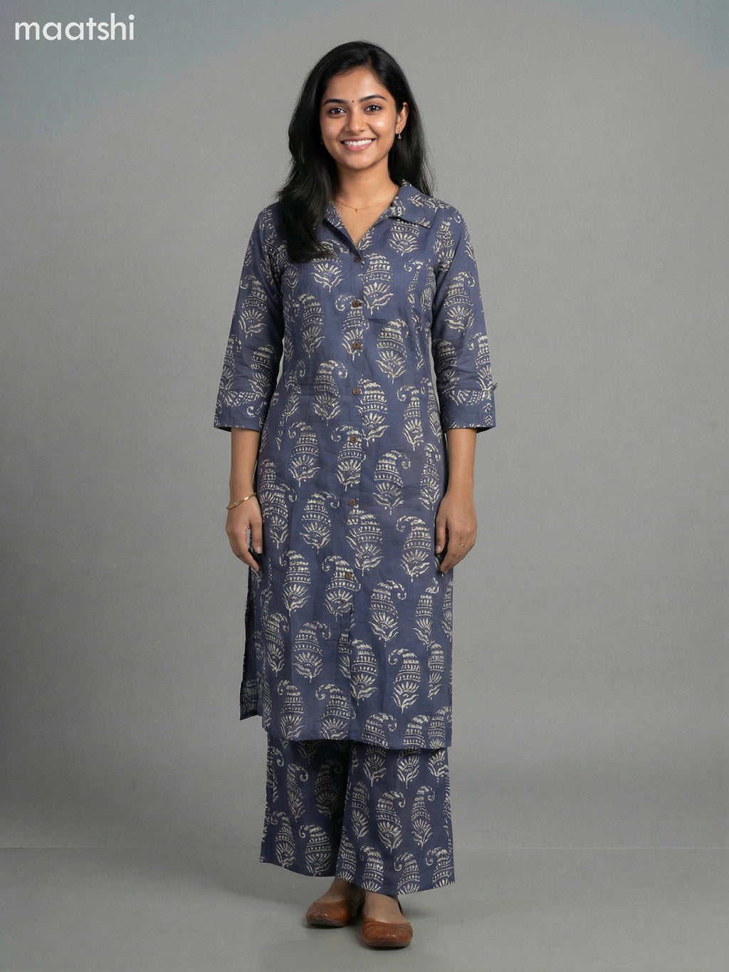 Grey Cotton Printed Co-Ord Set