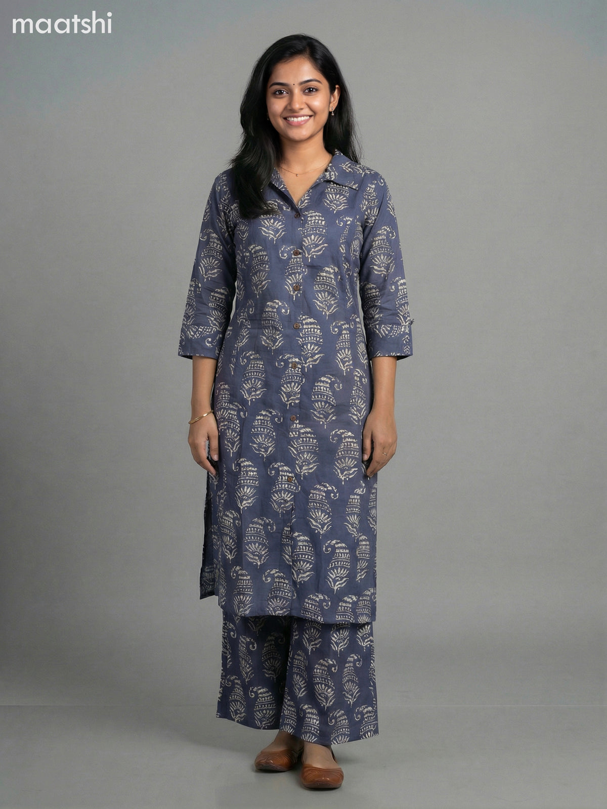 Grey Cotton Printed Co-Ord Set