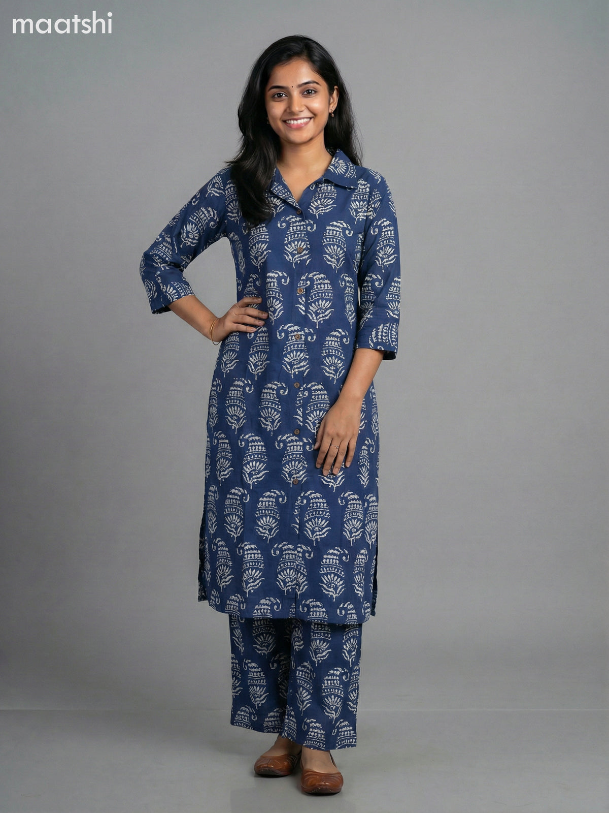 Blue Cotton Printed Co-Ord Set