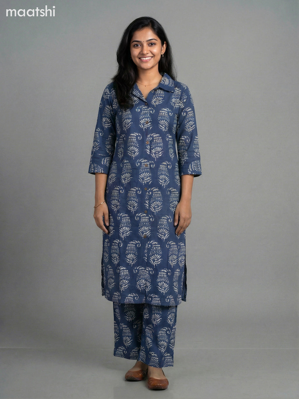 Blue Cotton Printed Co-Ord Set