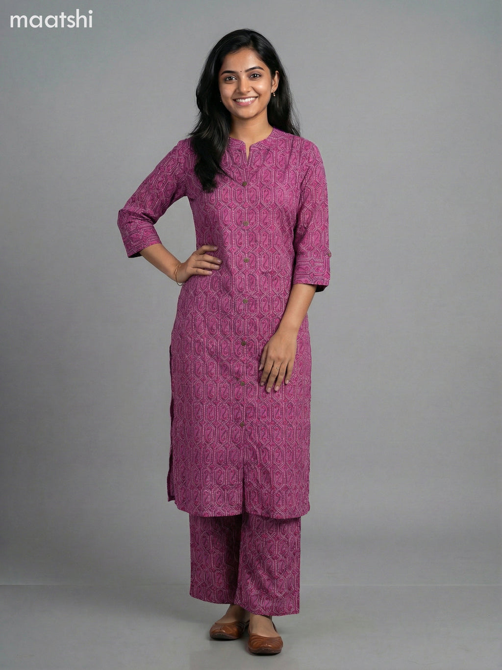 Pink Cotton Printed Co-Ord Set Palazzo Pant