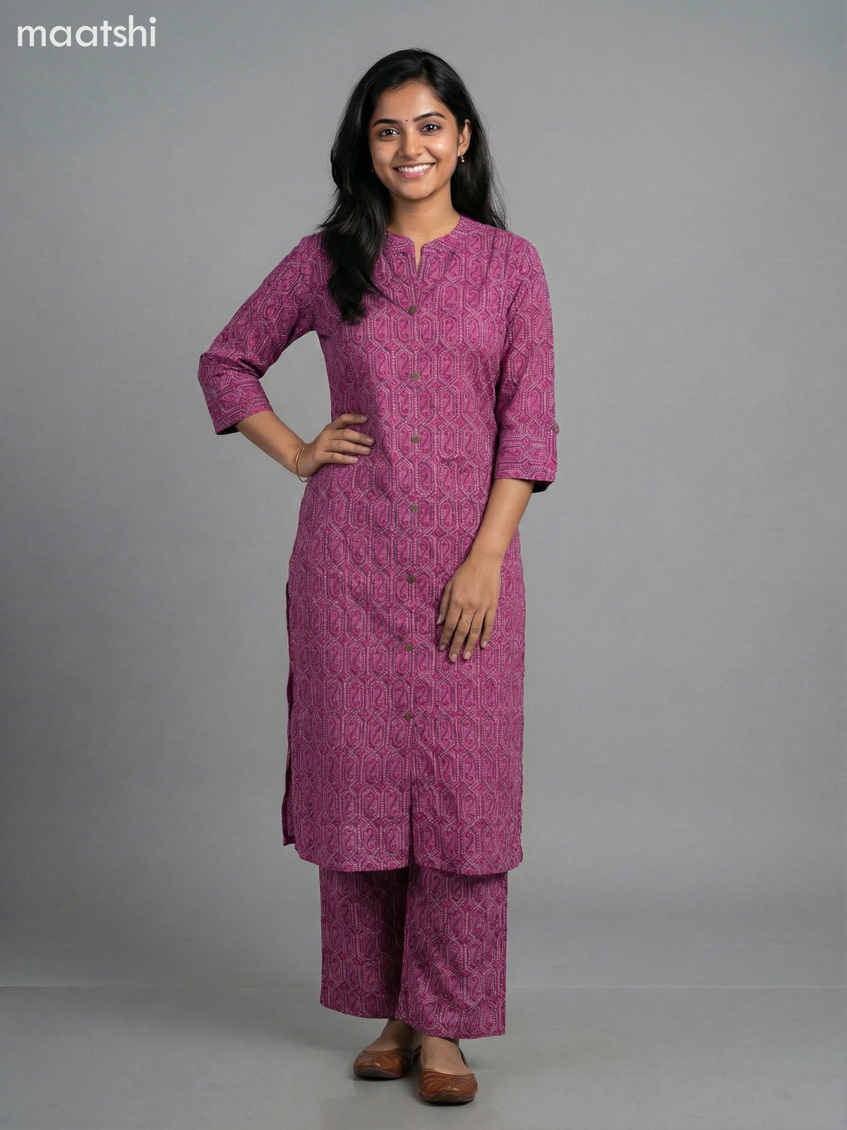 Pink Cotton Printed Co-Ord Set Palazzo Pant