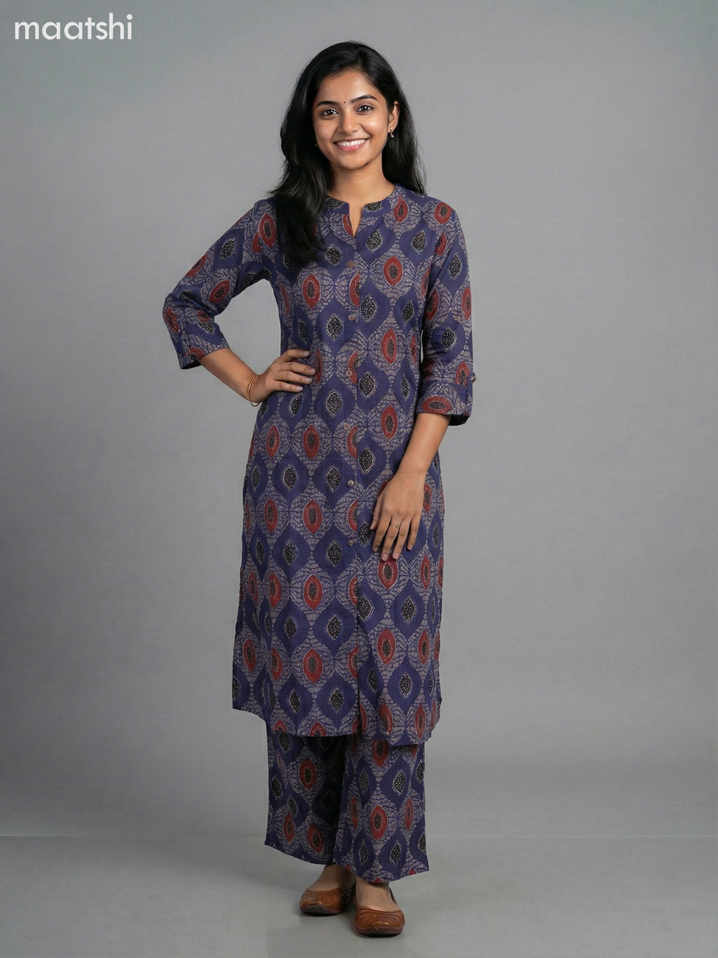 Blue Cotton Printed Co-Ord Set Palazzo Pant