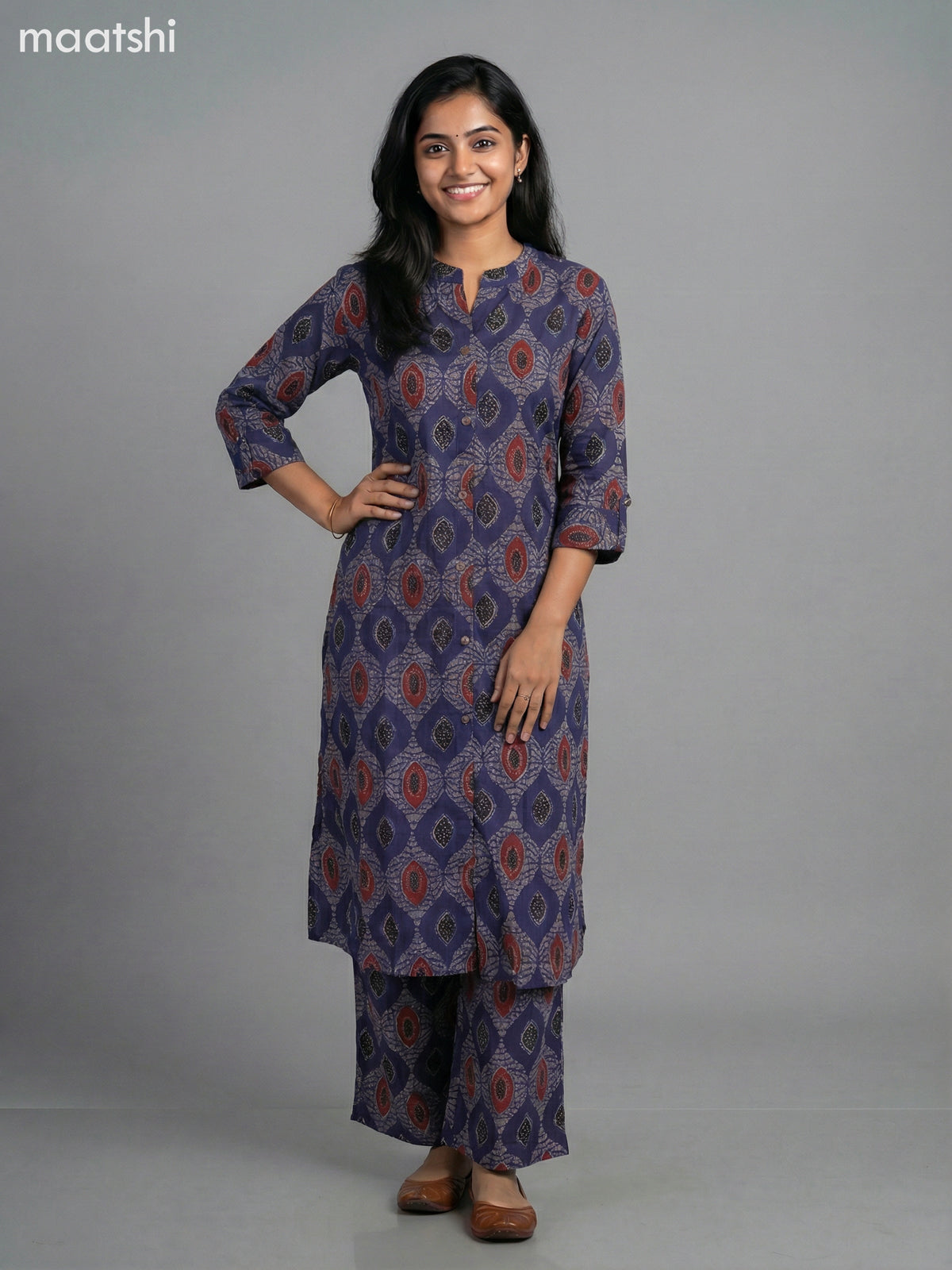 Blue Cotton Printed Co-Ord Set Palazzo Pant