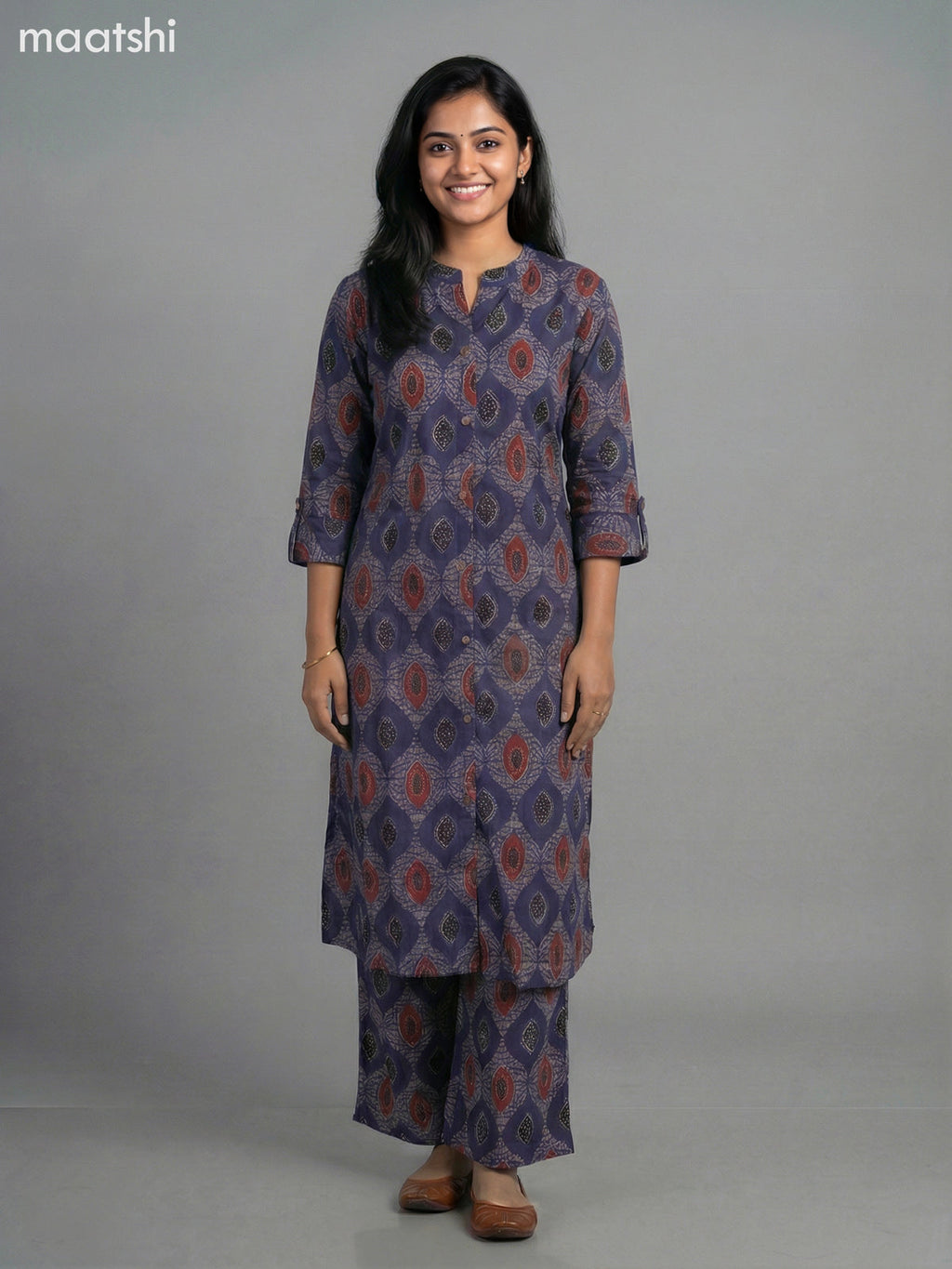 Blue Cotton Printed Co-Ord Set Palazzo Pant