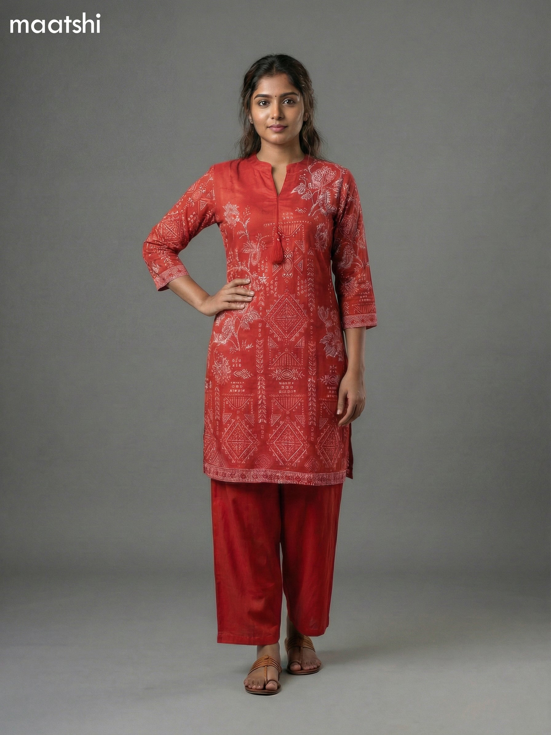 Red Shade Crepe Silk Printed Co-Ord Set