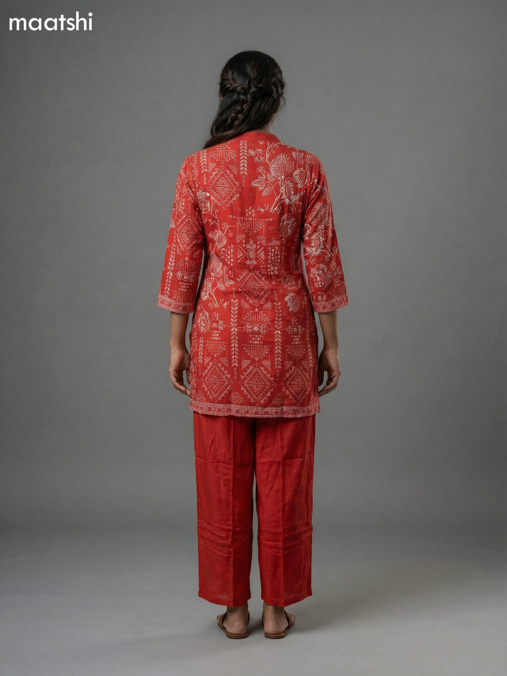 Red Shade Crepe Silk Printed Co-Ord Set