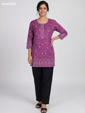 Purple Shade Cotton Bandhini Printed Short Kurti