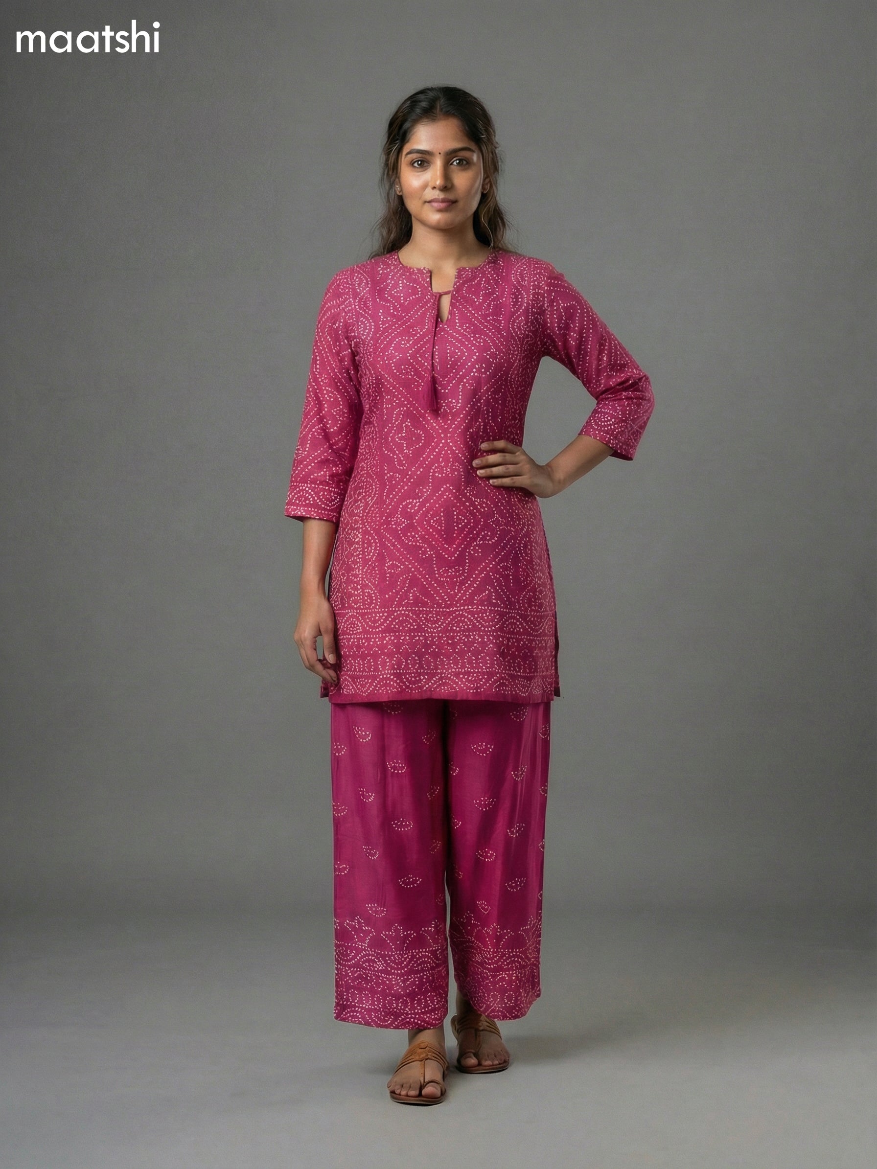 Magenta Pink Crepe Silk Printed Co-Ord Set