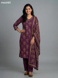 Jamun Shade Cotton Printed Straight Suit