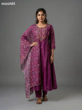 Magenta Pink Chanderi Embroidery Work Anarkali Suit