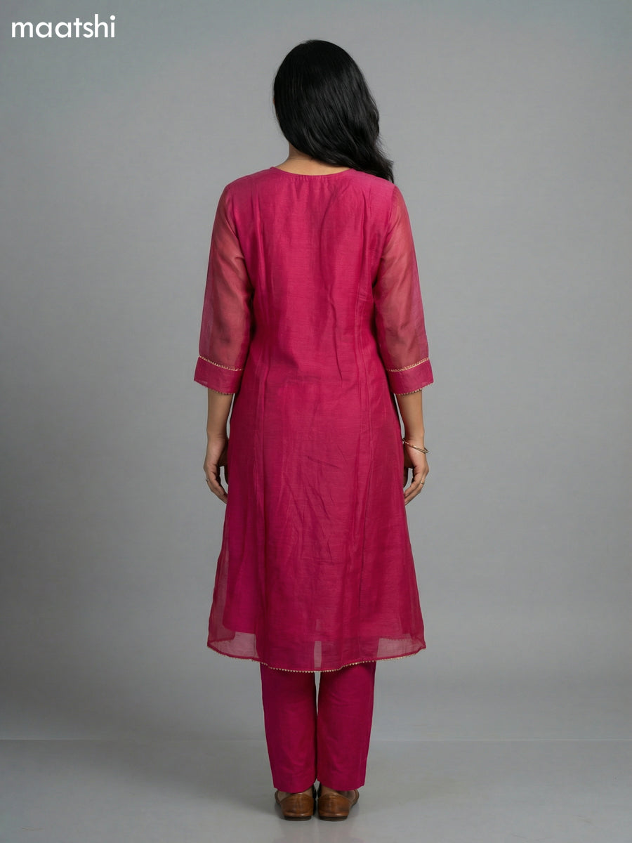 Pink Chanderi Embroidery Work Anarkali Suit