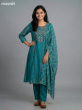 Teal Green Chanderi Embroidery Work Anarkali Suit