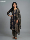 Black Cotton Printed Straight Suit
