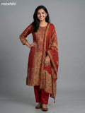 Kumkum Red and Beige Muslin Printed Straight Suit