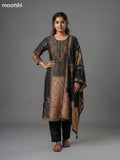 Black and Beige Muslin Printed Straight Suit