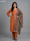 Orange Shade Cotton Mirror Work With Angrakha Pattern A-Line Suit