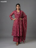Dark Magenta Pink Cotton Printed Anarkali Suit